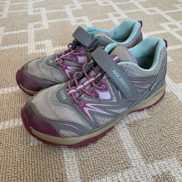 Merrell Capra Bolt Waterproof Trail Hiking Sneakers Gray Purple Girls Size 1W - Picture 8 of 10